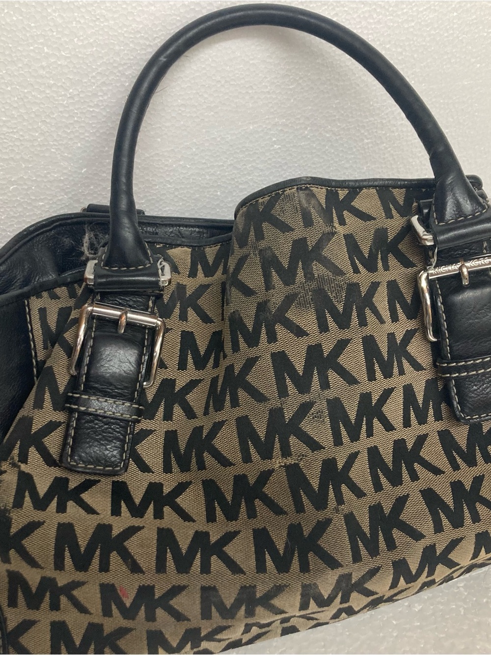 Michael Kors Tan and Black Signature MK Satchel - Picture 3 of 4
